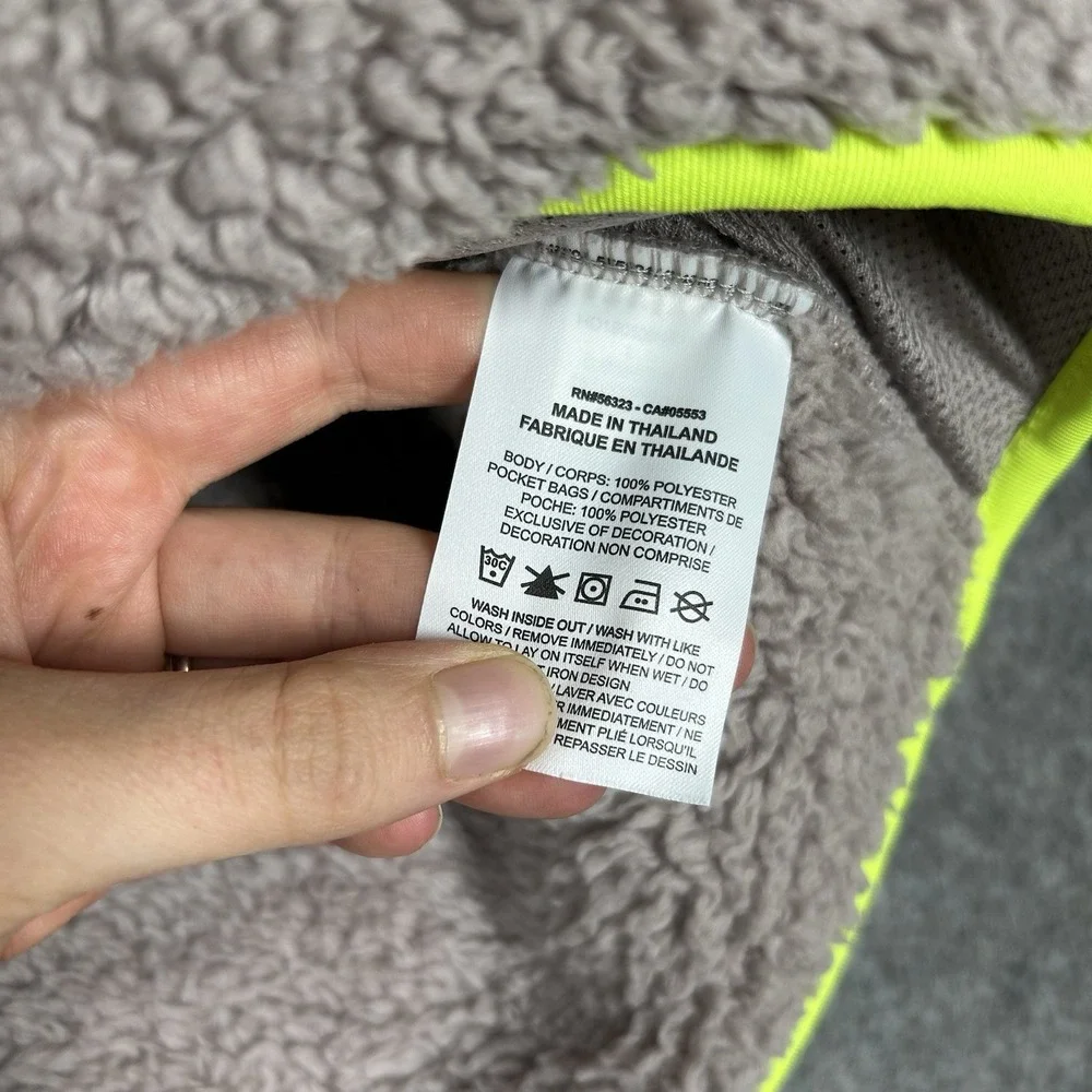 Nike Jacket Women's L Deep Pile Shaggy Swoosh Fleece Sherpa Crop Pullover Neon